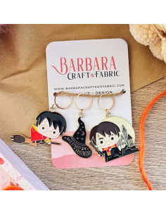 Set of 3 stitch markers - Wizard broom