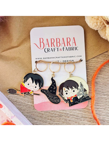 Set of 3 stitch markers - Wizard broom