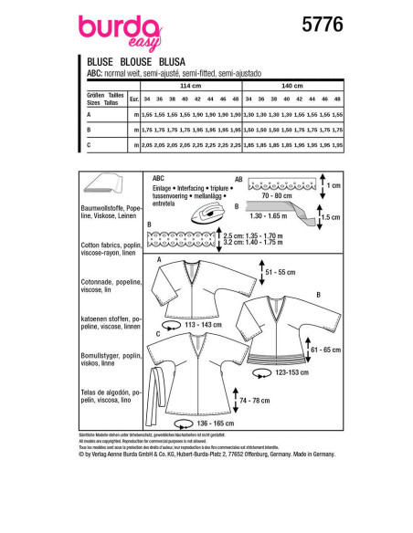 Blouse pattern - Burda 5776