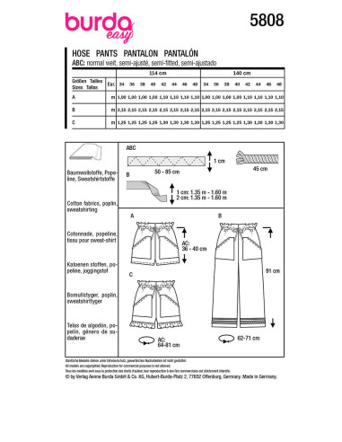 Pants pattern - Burda 5808