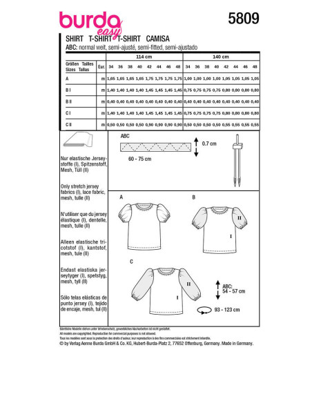 T-shirt Pattern - Burda 5809