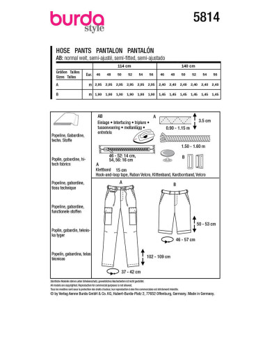 Pants pattern - Burda 5814