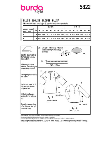 Blouse pattern - Burda 5822