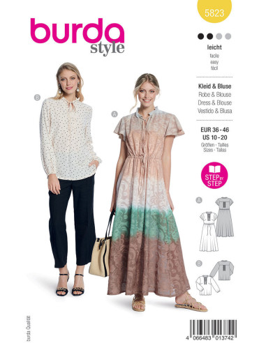 Dress and blouse pattern - Burda 5823