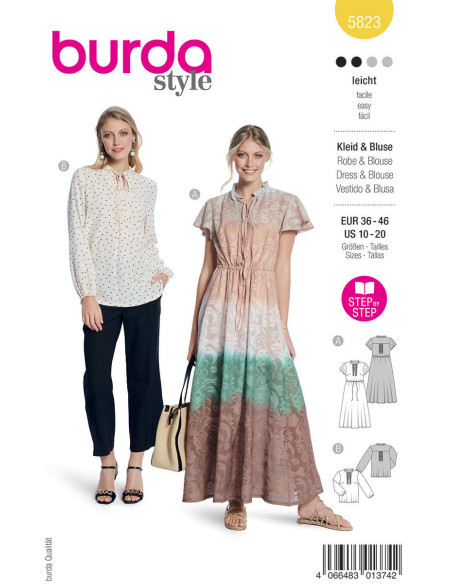 Dress and blouse pattern - Burda 5823