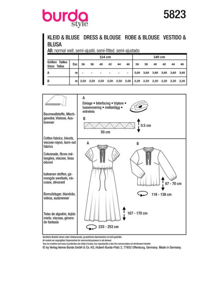 Dress and blouse pattern - Burda 5823