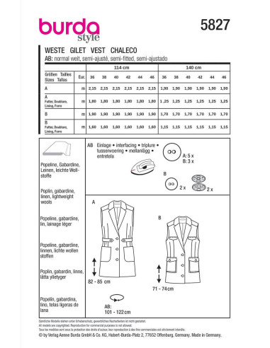 Jacket pattern - Burda 5827