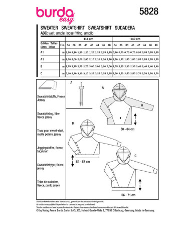 Sweatshirt pattern - Burda 5828