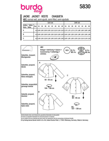 Jacket pattern - Burda 5830