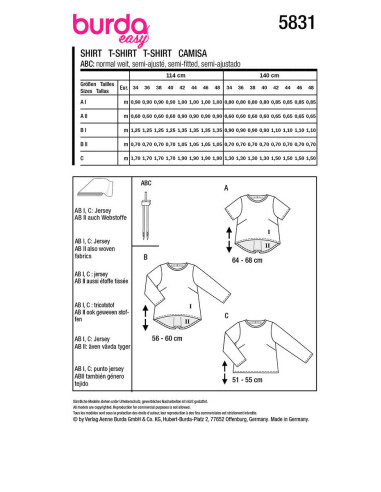 T-shirt Pattern - Burda 5831