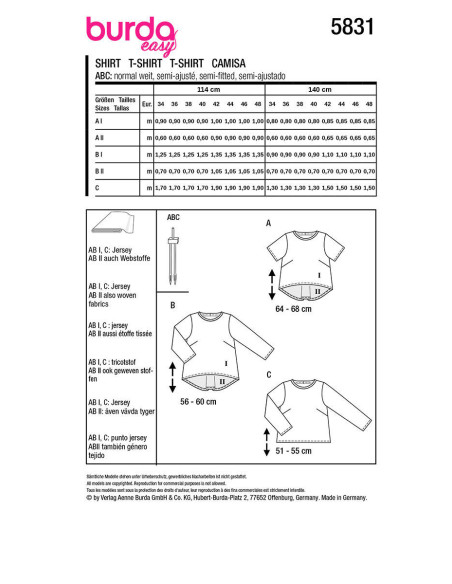 T-shirt Pattern - Burda 5831