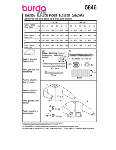 Jacket pattern - Burda 5846