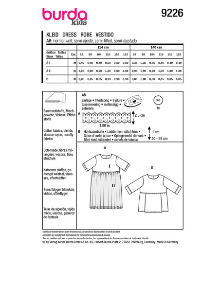 Dress and top pattern - Burda 9226