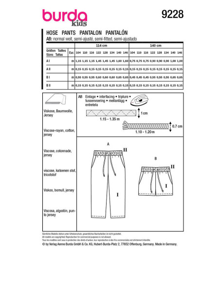 Pants pattern - Burda 9228