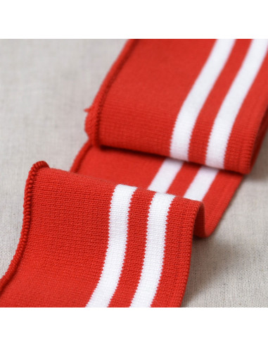 Ribbed cuffs and waistband - Red with white stripes