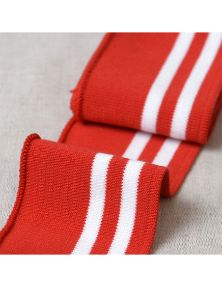 Ribbed cuffs and waistband - Red with white stripes