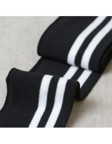 Ribbed cuffs and waistband - Black with white stripes
