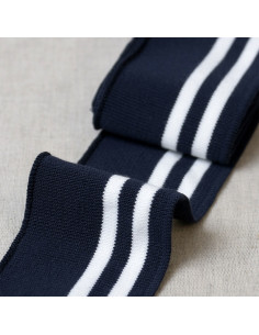 Ribbed cuffs and waistband - Navy blue with white stripes