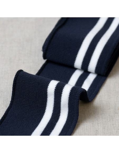 Ribbed cuffs and waistband - Navy blue with white stripes