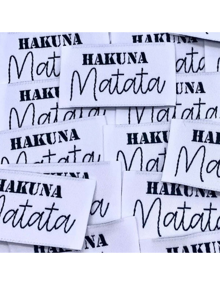 Set of 5 woven sew-on labels Hakuna Matata