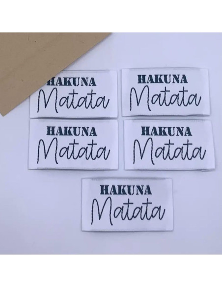 Set of 5 woven sew-on labels Hakuna Matata