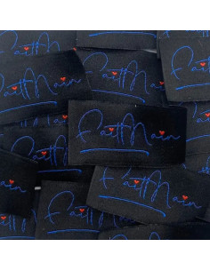 Set of 5 woven sew-on labels Handmade - Black and Navy Blue