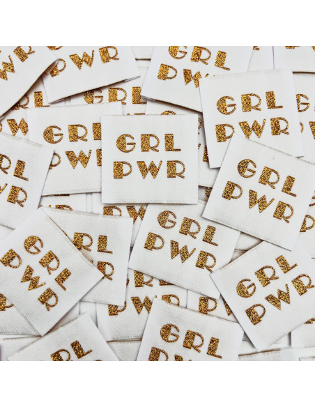 Set of 5 sew-on woven labels Girl Power