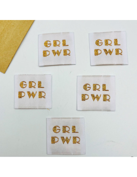 Set of 5 sew-on woven labels Girl Power