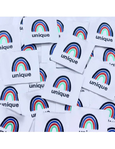 Set of 5 Unique Sew-On Woven Labels - Blue
