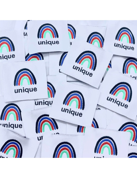 Set of 5 Unique Sew-On Woven Labels - Blue