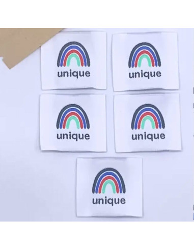 Set of 5 Unique Sew-On Woven Labels - Blue