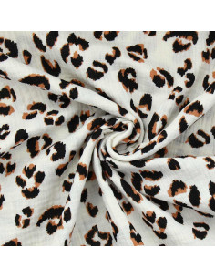 Fawn Double Gauze Fabric - Ecru and Brown