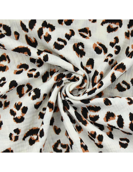 Fawn Double Gauze Fabric - Ecru and Brown