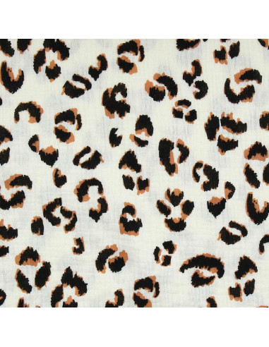 Fawn Double Gauze Fabric - Ecru and Brown