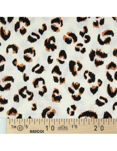 Fawn Double Gauze Fabric - Ecru and Brown
