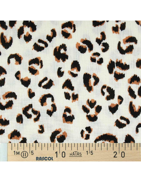Fawn Double Gauze Fabric - Ecru and Brown