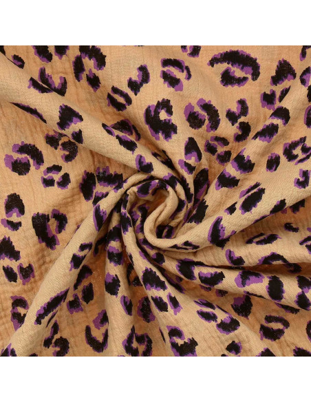 Fauve Double Gauze Fabric - Brown and Purple