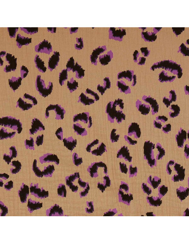Fauve Double Gauze Fabric - Brown and Purple