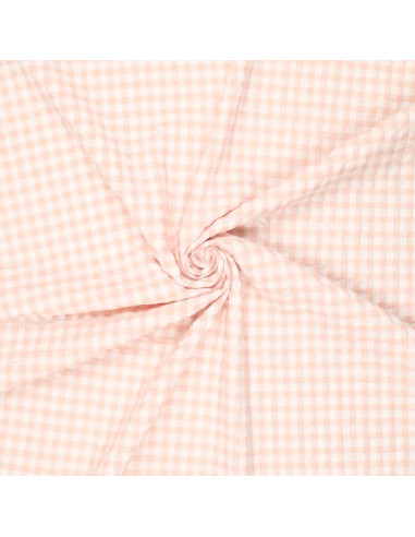 Plaid Seersucker Fabric - Natural