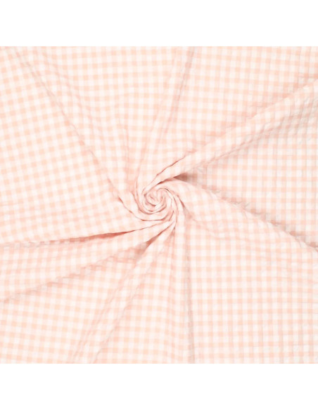 Plaid Seersucker Fabric - Natural