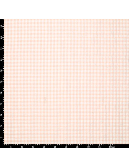 Plaid Seersucker Fabric - Natural