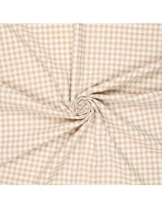 Plaid Seersucker Fabric - Beige
