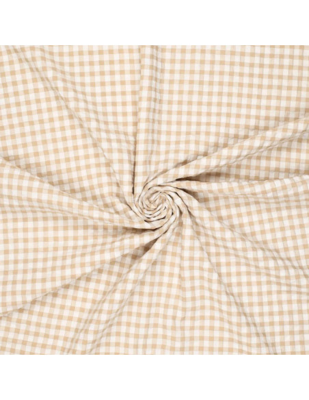 Plaid Seersucker Fabric - Beige