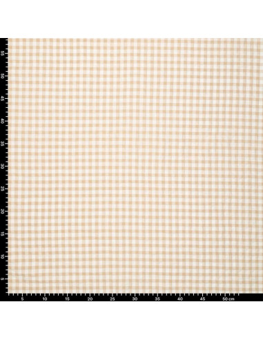 Plaid Seersucker Fabric - Beige