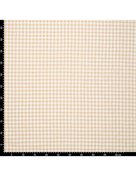 Plaid Seersucker Fabric - Beige