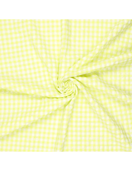 Plaid Seersucker Fabric - Yellow