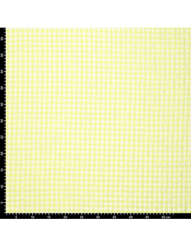 Plaid Seersucker Fabric - Yellow