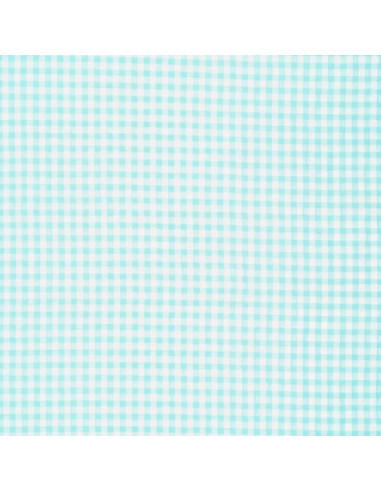Plaid Seersucker Fabric - Turquoise Blue