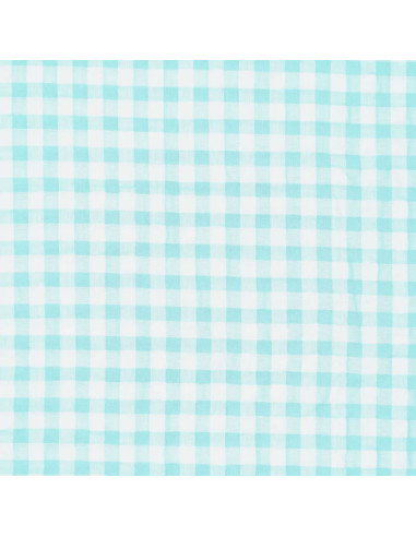 Plaid Seersucker Fabric - Turquoise Blue