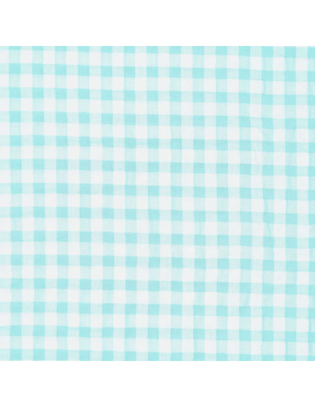 Plaid Seersucker Fabric - Turquoise Blue